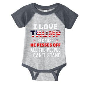 I Love Trump Because He Pisses Off The People I CanT Stand Infant Baby Jersey Bodysuit