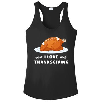 I Love Thanksgiving Funny Football Turkey Cute Gift Ladies PosiCharge Competitor Racerback Tank