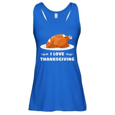 I Love Thanksgiving Funny Football Turkey Cute Gift Ladies Essential Flowy Tank