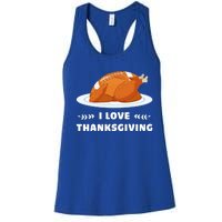 I Love Thanksgiving Funny Football Turkey Cute Gift Women's Racerback Tank