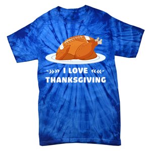 I Love Thanksgiving Funny Football Turkey Cute Gift Tie-Dye T-Shirt