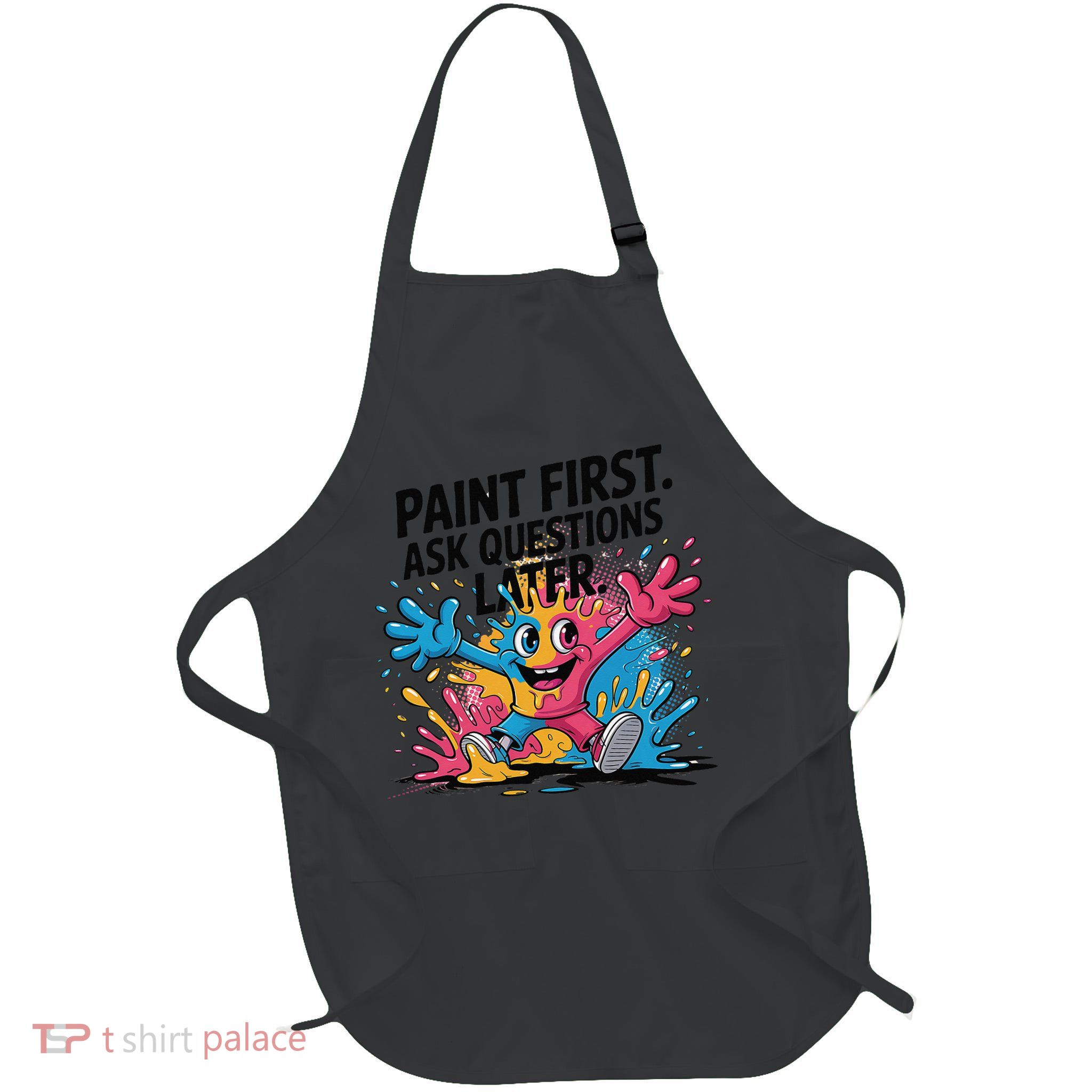 I Love To Finger Paint Funny Art Teacher Painting Artists Full-Length Apron With Pockets