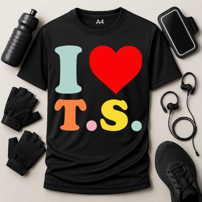 I Love T.S I Heart T.S Funny Cooling Performance Crew T-Shirt