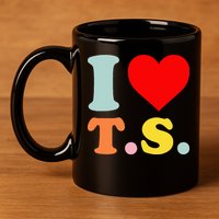 I Love T.S I Heart T.S Funny 11oz C Handle Ceramic Mug