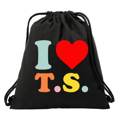 I Love T.S I Heart T.S Funny Drawstring Bag