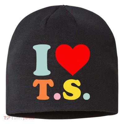 I Love T.S I Heart T.S Funny Sustainable Beanie