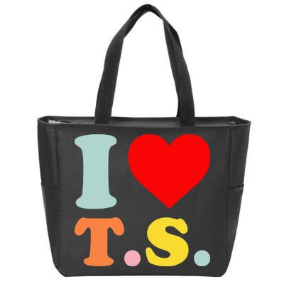 I Love T.S I Heart T.S Funny Zip Tote Bag