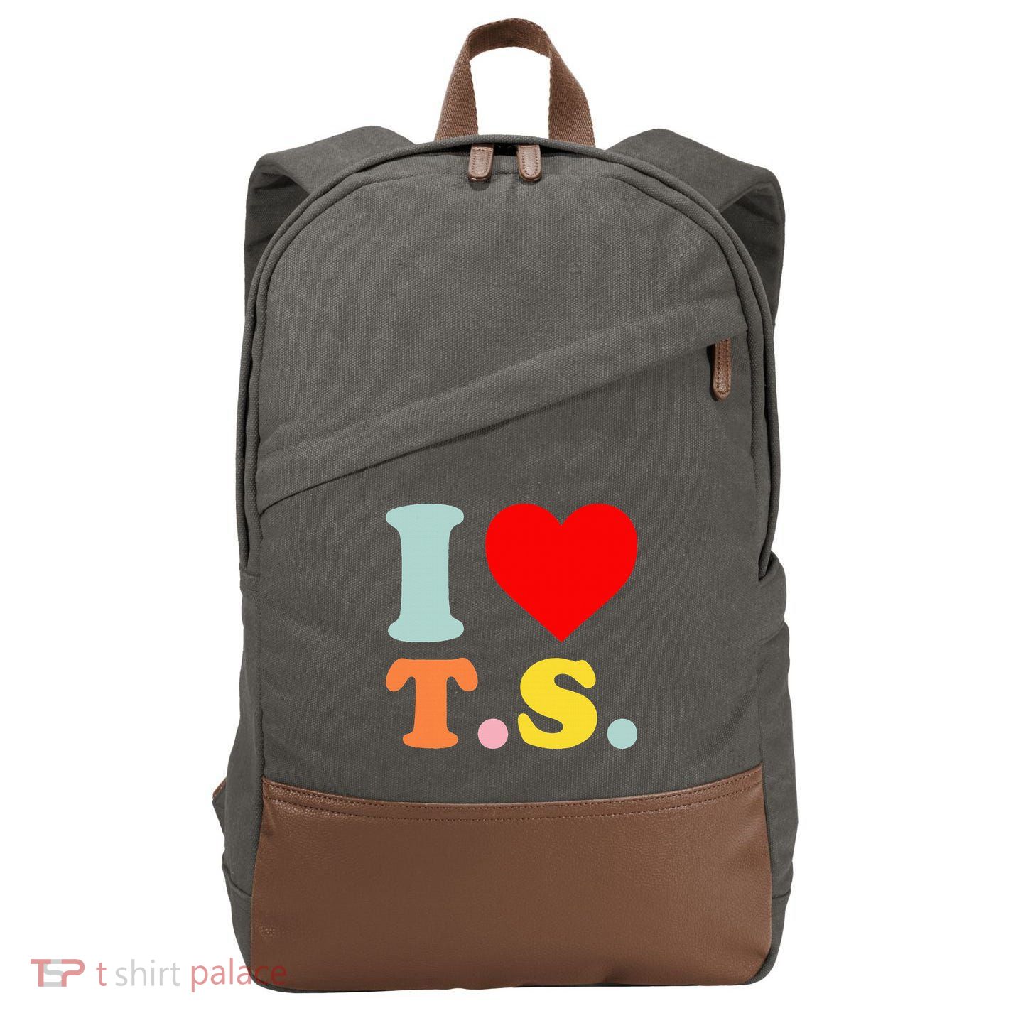 I Love T.S I Heart T.S Funny Cotton Canvas Backpack