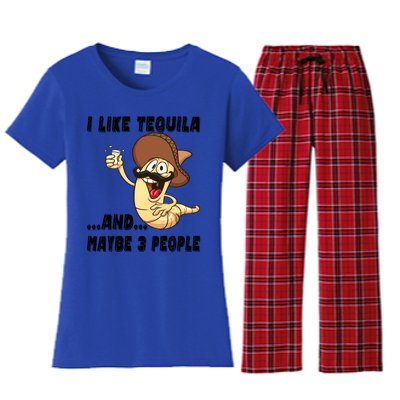 I Like Tequila And Maybe Three People Funny Tequila LoverS Gift Women's Flannel Pajama Set