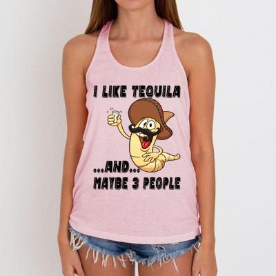 I Like Tequila And Maybe Three People Funny Tequila LoverS Gift Women's Knotted Racerback Tank