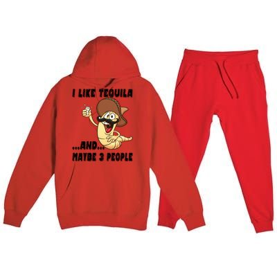 I Like Tequila And Maybe Three People Funny Tequila LoverS Gift Premium Hooded Sweatsuit Set