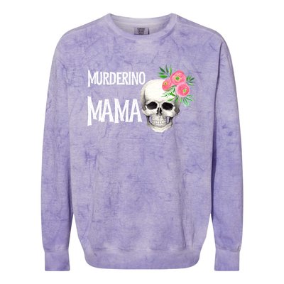 I Like True Crime Mom Murderino Mama Pink Floral Skull Stuff Meaningful Gift Colorblast Crewneck Sweatshirt