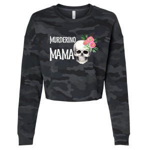 I Like True Crime Mom Murderino Mama Pink Floral Skull Stuff Meaningful Gift Cropped Pullover Crew