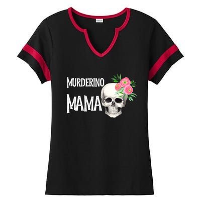 I Like True Crime Mom Murderino Mama Pink Floral Skull Stuff Meaningful Gift Ladies Halftime Notch Neck Tee