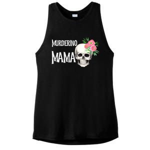 I Like True Crime Mom Murderino Mama Pink Floral Skull Stuff Meaningful Gift Ladies PosiCharge Tri-Blend Wicking Tank