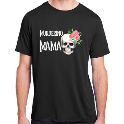 I Like True Crime Mom Murderino Mama Pink Floral Skull Stuff Meaningful Gift Adult ChromaSoft Performance T-Shirt