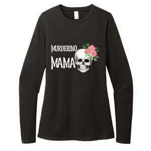 I Like True Crime Mom Murderino Mama Pink Floral Skull Stuff Meaningful Gift Womens CVC Long Sleeve Shirt