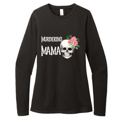 I Like True Crime Mom Murderino Mama Pink Floral Skull Stuff Meaningful Gift Womens CVC Long Sleeve Shirt