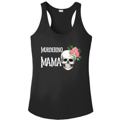 I Like True Crime Mom Murderino Mama Pink Floral Skull Stuff Meaningful Gift Ladies PosiCharge Competitor Racerback Tank