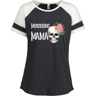 I Like True Crime Mom Murderino Mama Pink Floral Skull Stuff Meaningful Gift Enza Ladies Jersey Colorblock Tee