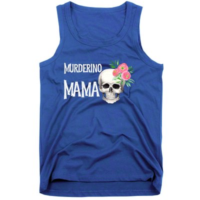 I Like True Crime Mom Murderino Mama Pink Floral Skull Stuff Meaningful Gift Tank Top