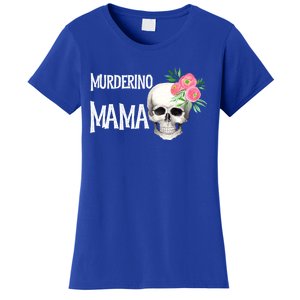 I Like True Crime Mom Murderino Mama Pink Floral Skull Stuff Meaningful Gift Women's T-Shirt