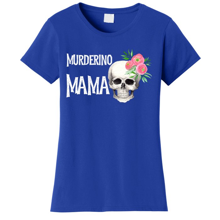 I Like True Crime Mom Murderino Mama Pink Floral Skull Stuff Meaningful Gift Women's T-Shirt