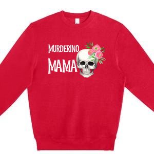 I Like True Crime Mom Murderino Mama Pink Floral Skull Stuff Meaningful Gift Premium Crewneck Sweatshirt