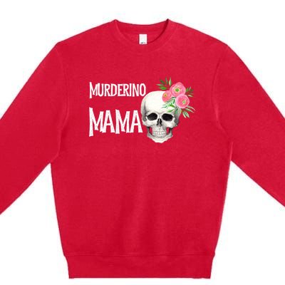 I Like True Crime Mom Murderino Mama Pink Floral Skull Stuff Meaningful Gift Premium Crewneck Sweatshirt