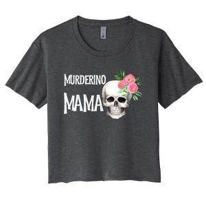 I Like True Crime Mom Murderino Mama Pink Floral Skull Stuff Meaningful Gift Women's Crop Top Tee