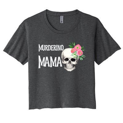 I Like True Crime Mom Murderino Mama Pink Floral Skull Stuff Meaningful Gift Women's Crop Top Tee