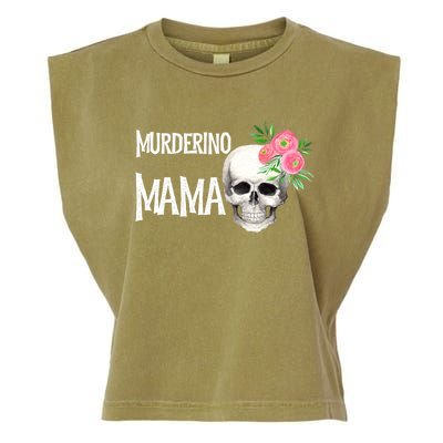 I Like True Crime Mom Murderino Mama Pink Floral Skull Stuff Meaningful Gift Garment-Dyed Women's Muscle Tee