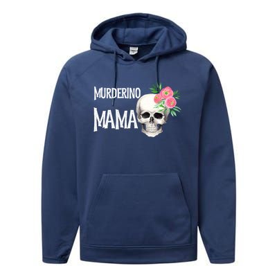 I Like True Crime Mom Murderino Mama Pink Floral Skull Stuff Meaningful Gift Performance Fleece Hoodie