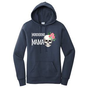 I Like True Crime Mom Murderino Mama Pink Floral Skull Stuff Meaningful Gift Women's Pullover Hoodie