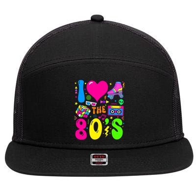 I Love The 80S Party 1980s Themed Costume 80s Theme Outfit 7 Panel Mesh Trucker Snapback Hat