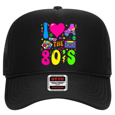 I Love The 80S Party 1980s Themed Costume 80s Theme Outfit High Crown Mesh Back Trucker Hat