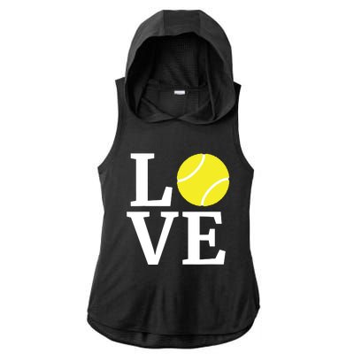 I Love Tennis Tennis Lovers Ladies PosiCharge Tri-Blend Wicking Draft Hoodie Tank