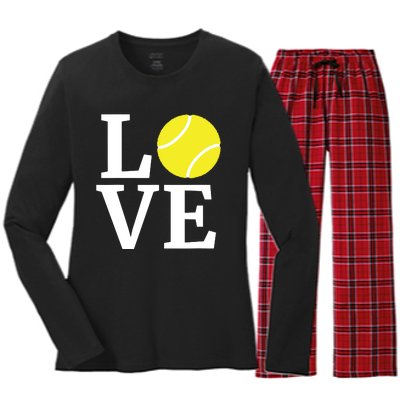 I Love Tennis Tennis Lovers Women's Long Sleeve Flannel Pajama Set 