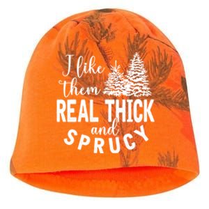 I Like Them Real Thick And Sprucy Christmas Trees Funny Xmas Gift Kati - Camo Knit Beanie