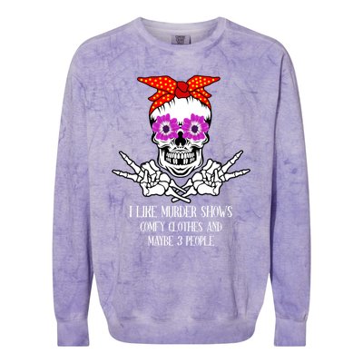 I Like True Crime Murder Shows Halloween Skull Costume Mom Gift Colorblast Crewneck Sweatshirt