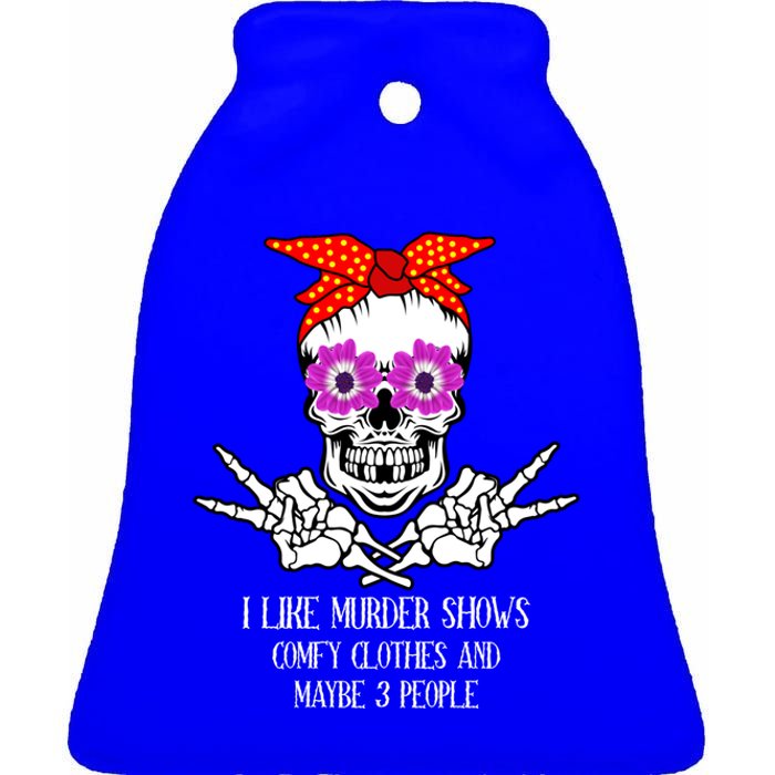 I Like True Crime Murder Shows Halloween Skull Costume Mom Gift Ceramic Bell Ornament