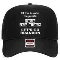 I’d Like To Solve The Puzzle FJB Anti Biden Let’s Go Brandon High Crown Mesh Back Trucker Hat