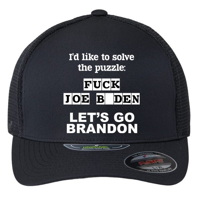 I’d Like To Solve The Puzzle FJB Anti Biden Let’s Go Brandon Flexfit Unipanel Trucker Cap