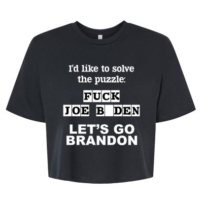 I’d Like To Solve The Puzzle FJB Anti Biden Let’s Go Brandon Bella+Canvas Jersey Crop Tee