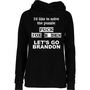 I’d Like To Solve The Puzzle FJB Anti Biden Let’s Go Brandon Womens Funnel Neck Pullover Hood