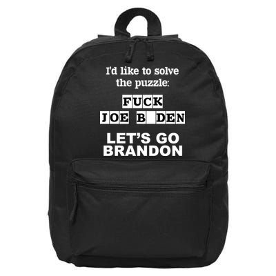 I’d Like To Solve The Puzzle FJB Anti Biden Let’s Go Brandon 16 in Basic Backpack