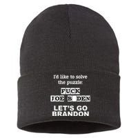 I’d Like To Solve The Puzzle FJB Anti Biden Let’s Go Brandon Sustainable Knit Beanie