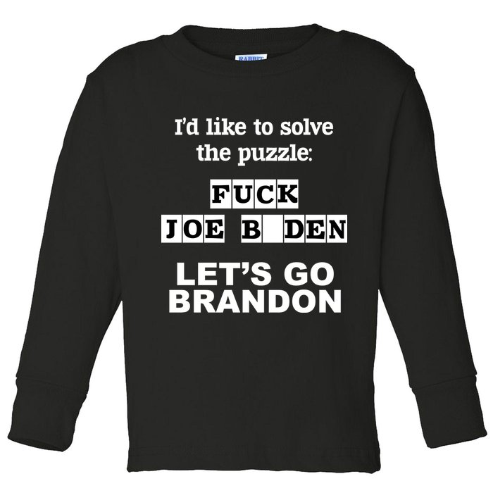 I’d Like To Solve The Puzzle FJB Anti Biden Let’s Go Brandon Toddler Long Sleeve Shirt