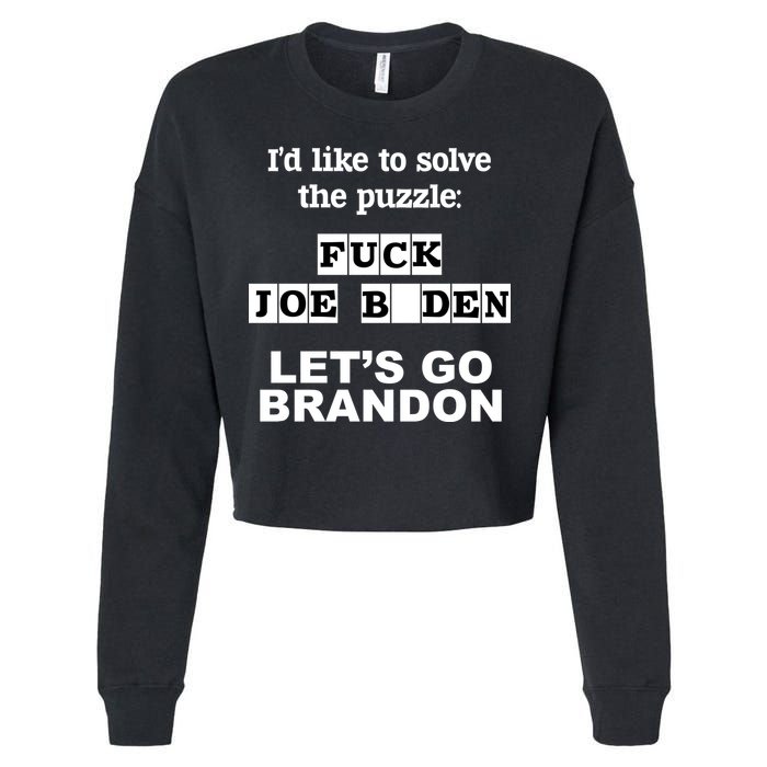 I’d Like To Solve The Puzzle FJB Anti Biden Let’s Go Brandon Cropped Pullover Crew