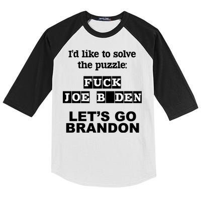 I’d Like To Solve The Puzzle FJB Anti Biden Let’s Go Brandon Kids Colorblock Raglan Jersey